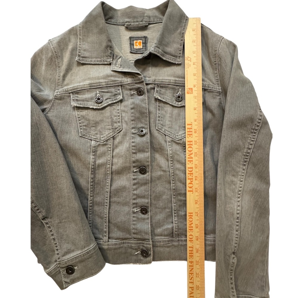 Hugo Boss Orange Mens Grey Denim Trucker Jacket Stretch Slim Fit Size M - Picture 10 of 13